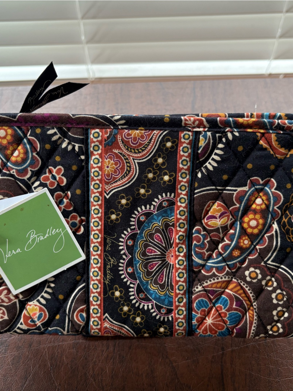 Vera Bradley Brown/Multi Paisley Quilted Makeup Bag - Picture 6 of 7